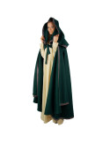 Capa medieval verde mujer con capucha