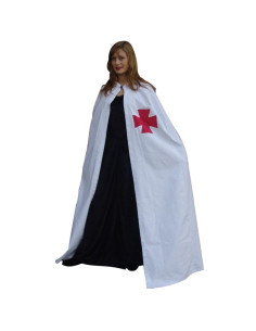 Capa templaria blanca con cruz roja