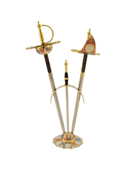 Set 2 mini-zwaarden Renaissance met steun