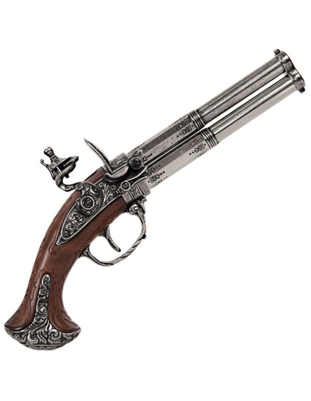Flintlock pistol 2 løb, Frankrig S.XVIII
