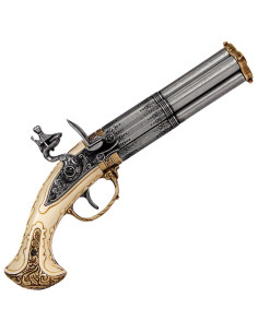 Flintlock pistol 4 løb, Frankrig S.XVIII