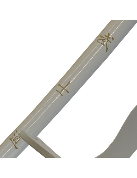 Weißes Wakizashi mit Ständer, 77 cm.