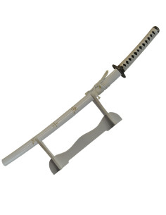 Weißes Wakizashi mit Ständer, 77 cm.