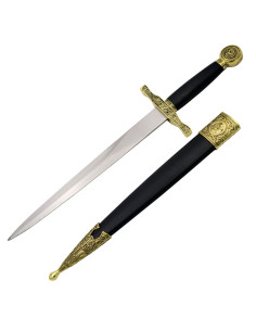 Daga medieval dorada con vaina