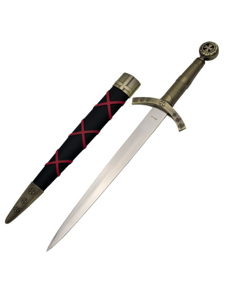 Goldener mittelalterlicher Templer-Dolch, 40 cm.