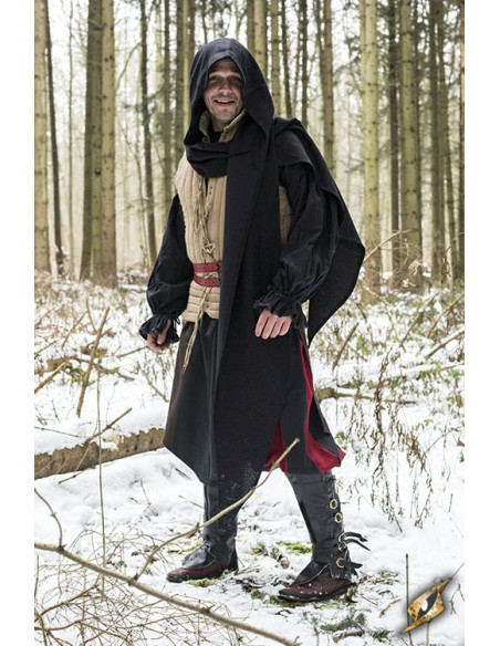 Capuchon met middeleeuwse sjaal, zwart
