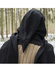 Kapuze mit mittelalterlichem Schal, schwarz 2