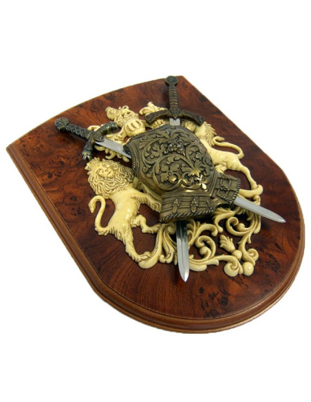 Panoplia Leones coraza y espadas