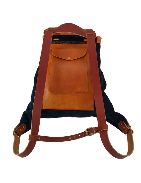 Mittelalterlicher Lederrucksack, Blau