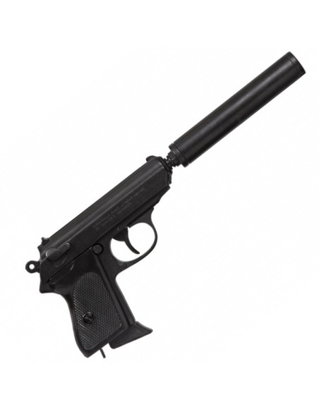 Pistola semiautomática con silenciador