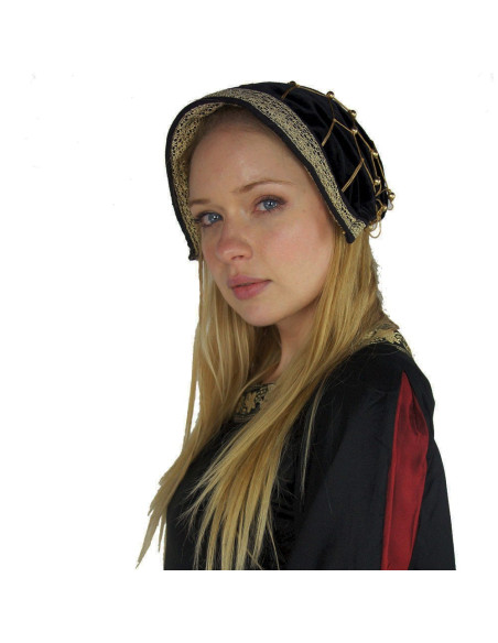 Cofia noble en terciopelo negro