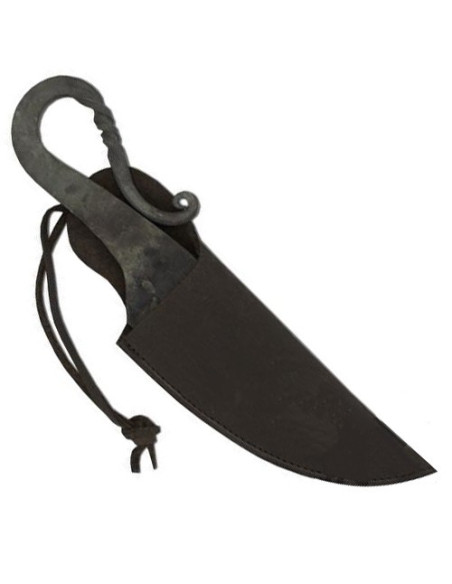 Cuchillo medieval con vaina en gamuza