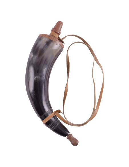 Polvorera de cuerno con correas