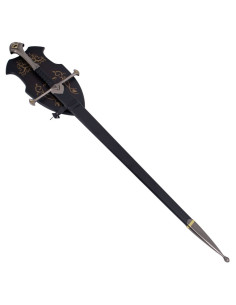 Fantastisk sværd med skede og støtte, 135 cm.
