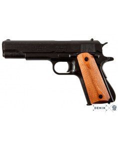 Automatisch pistool M1911A1 zwart met houten handvatten, USA 1911