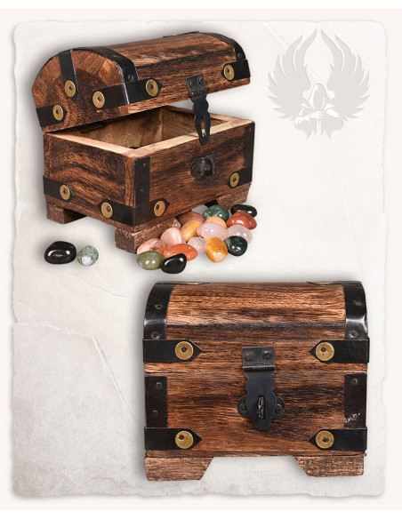 Cofre medieval con piedras de colores (10x7 cms.)