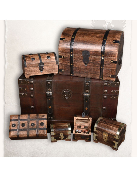 Cofre medieval con piedras de colores (10x7 cms.)