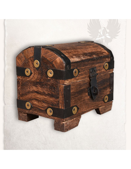 Mittelalterliche Truhe mit farbigen Steinen (10x7 cm)