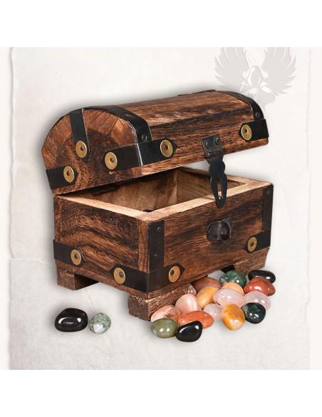 Cofre medieval con piedras de colores (10x7 cms.)