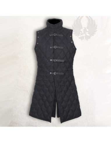 Gambeson middeleeuws lang zwart mouwloos