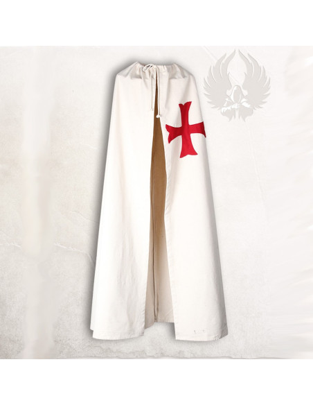 Middeleeuwse cape met rood verankerd kruis
