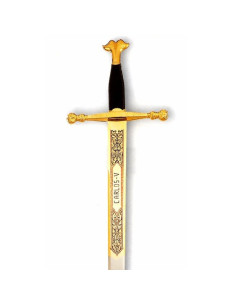 Espada Carlos V dorada, acero inoxidable 2