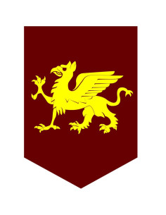 Estandarte medieval dragón amarillo, varios tamaños