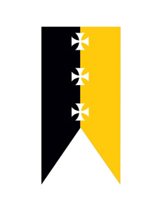 Mittelalterliche Banner gelb-schwarze Templerkreuze