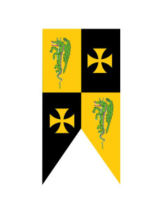 Estandarte medieval cruces templarias con dragones