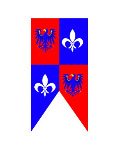 Estandarte medieval águilas con flor de lis