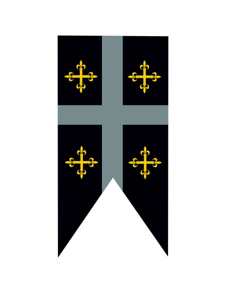 Estandarte medieval cuartelado cruces templarias