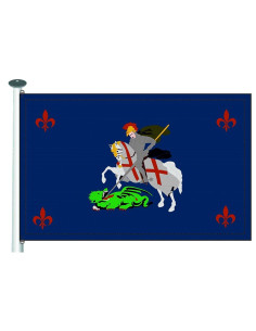 Middelalderlig ridder mod drageflag
