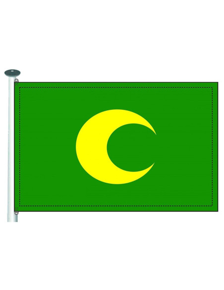 Moors gelbe Halbmondflagge auf grünem Hintergrund