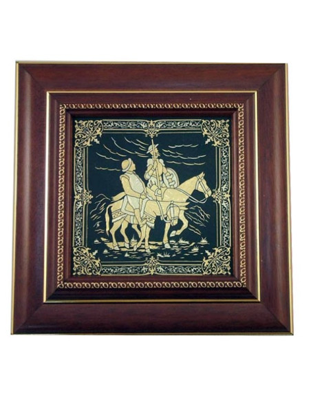 Cuadro Quijote Damasquinado, 18 cms. Cuadro Quijote Damasquinado, 18 cms.