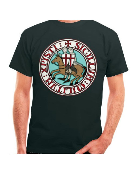 Schwarzes T-Shirt Tempelritter, kurze Ärmel