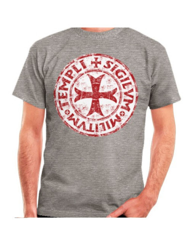 Camiseta Gris Cruz-Leyenda Templarios, manga corta