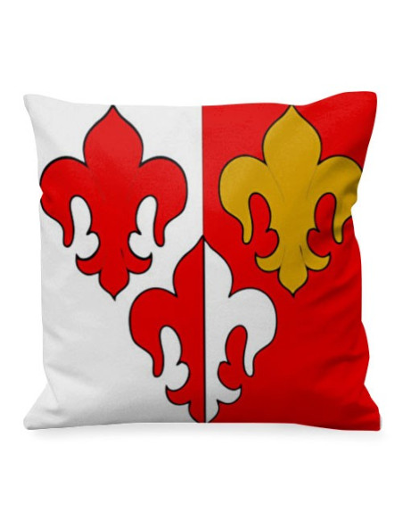 Tofarvet middelalderlig fleur-de-lis pude