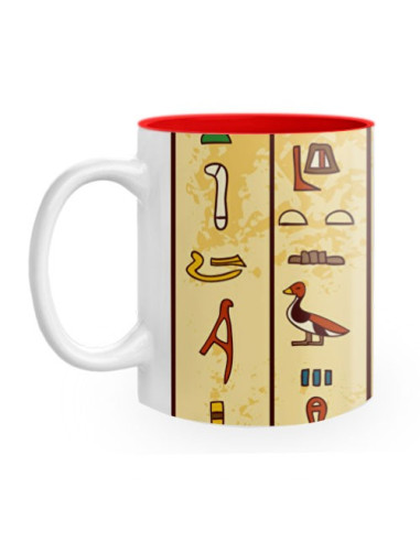 Keramiktasse mit ägyptischen Hieroglyphen