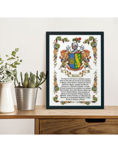 Heraldisk skjoldbillede 1 efternavn (32,5x42,5 cm.) 2