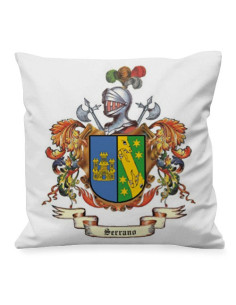 Gepersonaliseerd kussen met heraldisch schild 1 achternaam