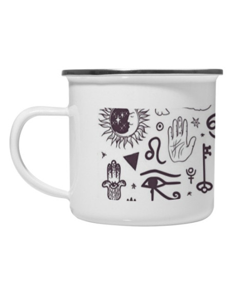 Taza latón Vintage iconos esotéricos