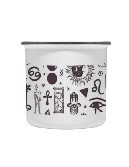 Taza latón Vintage iconos esotéricos