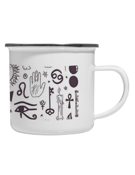 Taza latón Vintage iconos esotéricos