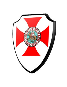 Escudo madera Cruz y Caballeros Templarios (19,2 x 23,4 cms.)