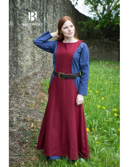 Túnica Medieval Mujer Albrun en Lana Roja