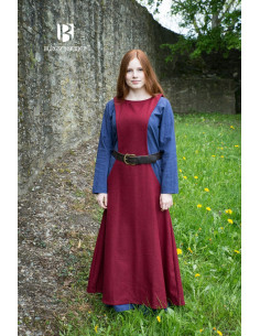 Medieval kjole til kvinder Albrun i rød uld 2