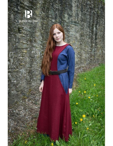 Túnica Medieval Mujer Albrun en Lana Roja