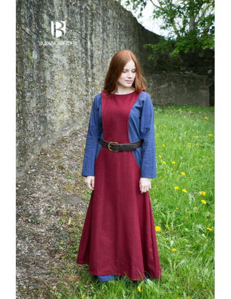 Túnica Medieval Mujer Albrun en Lana Roja