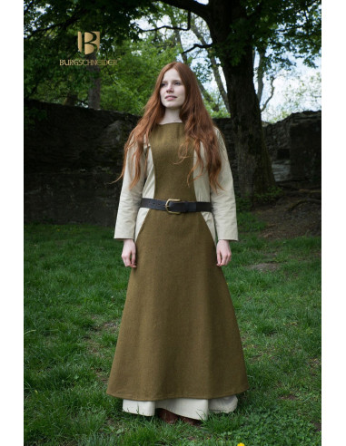 Túnica Medieval Mujer Albrun en Lana Verde