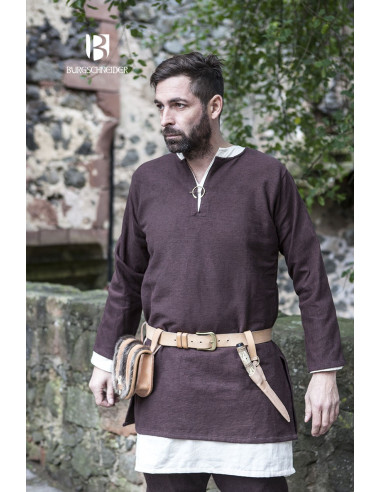 Middelalderlig Erik brun langærmet tunika